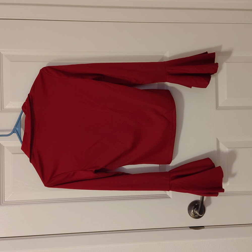 Size Small - Burgundy Blouse with Flared Sleeves - Picture 4 of 5